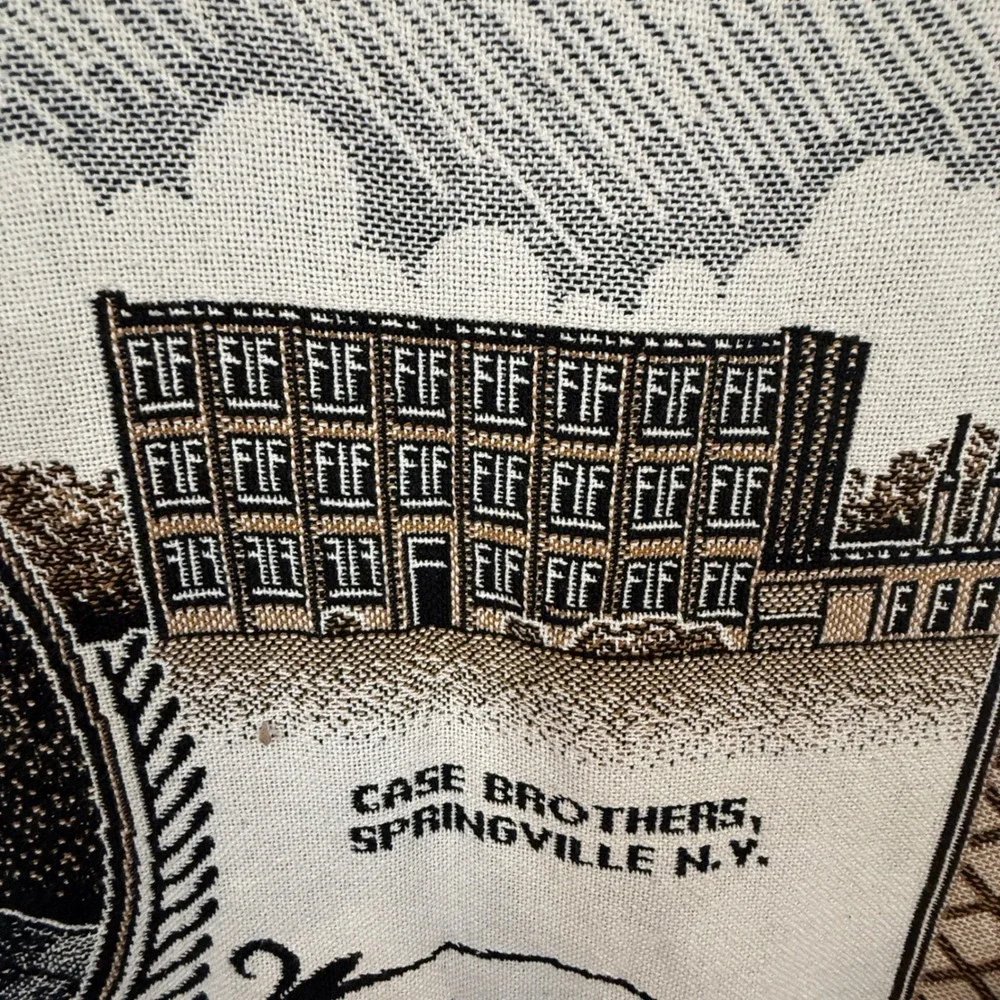 Vintage W.R. Case & Sons Cutlery Co. Woven Tapestry Throw Blanket Souvenir 48x60